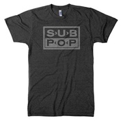 SUB POPロゴTシャツ(ボディ:ヘザーブラック / プリント:ライトグレー / サイズ:S)