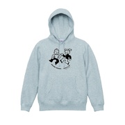 JILL&JACK×MEIBAN1100 ロングスリーブ パーカー(XLサイズ / ボディ・アッシュ / プリント・ブラック)